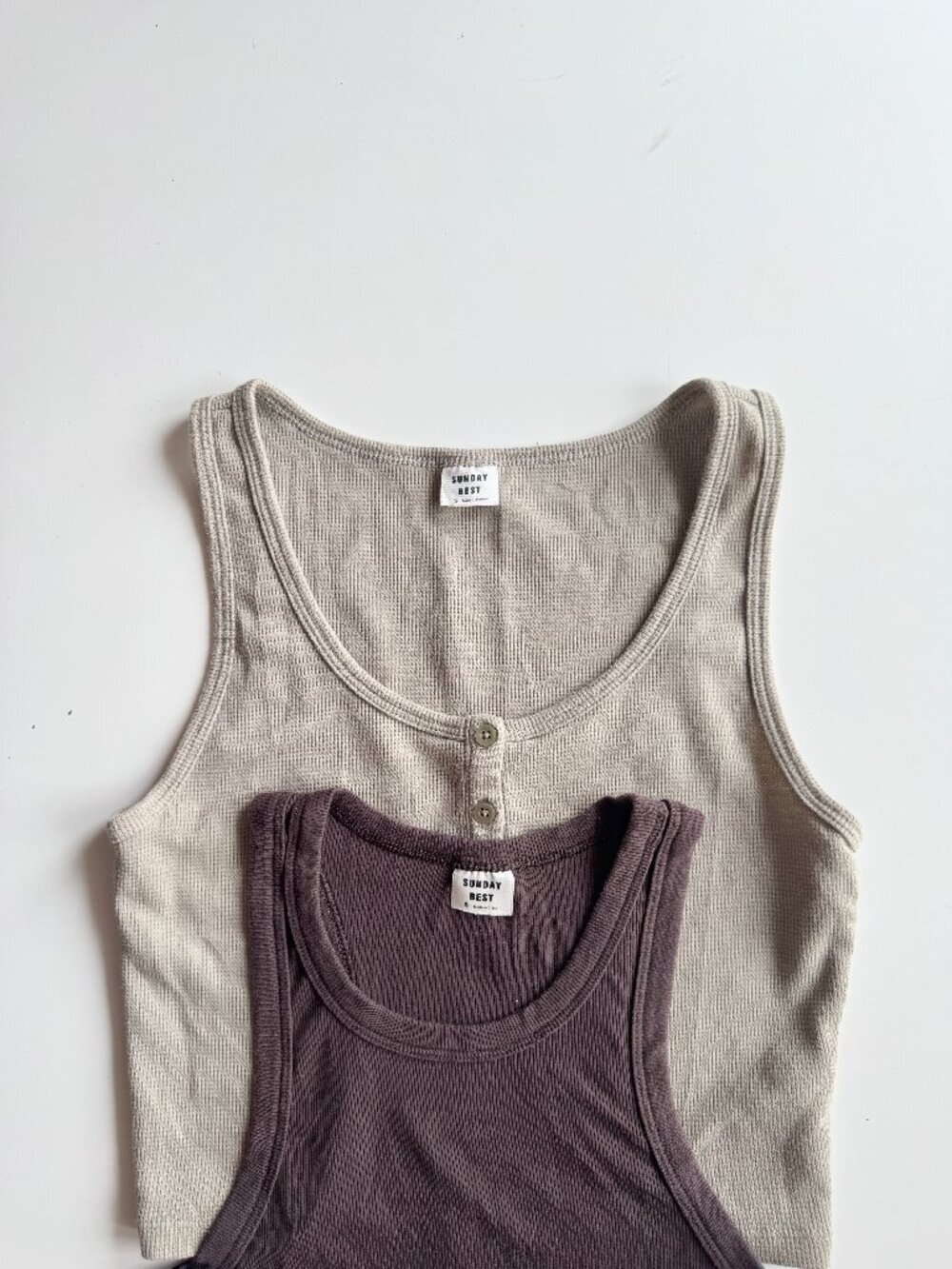 Lot of 2 Aritzia SUNDAY BEST Size S Tops - Waffle Henley Tank, Honor Ribbed Tank